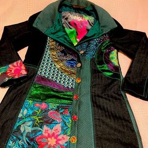 Desigual. Beautiful, rich, mid thigh spring coat.